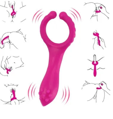 Seismic Clip silicone vibrating clitoral stimulator in rose red, 103mm long, lying flat on a clean surface