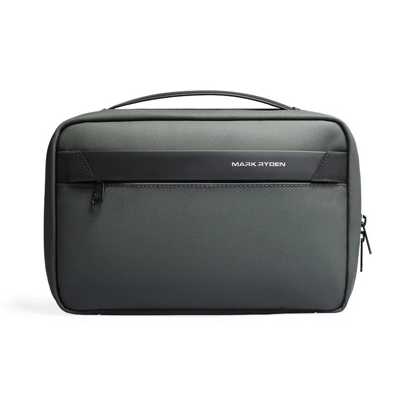 Oxford cloth multi-layer toiletries storage bag with wet dry separation compartments in graphite grey.