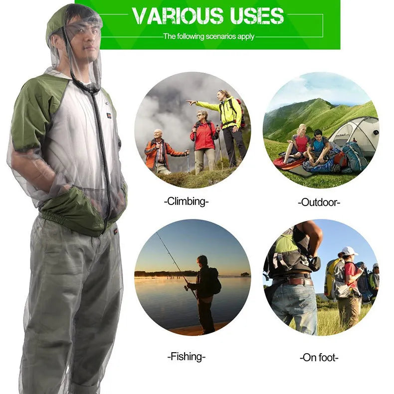 Men's anti-mosquito plaid mesh coat in gray for outdoor cycling and hiking