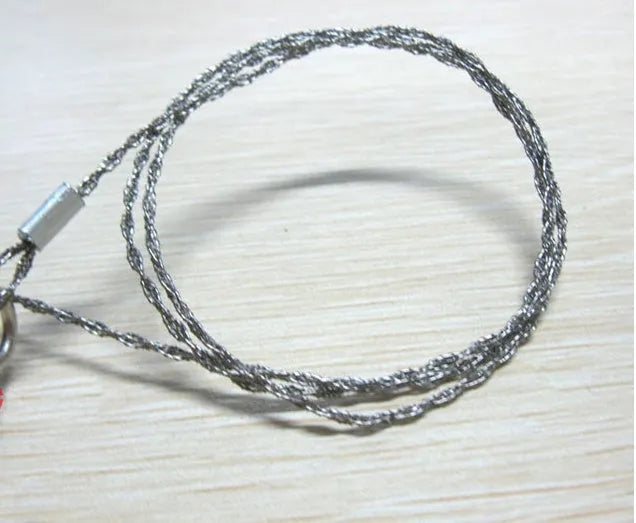 70cm stainless steel survival wire saw with thumb rings for portable outdoor cutting