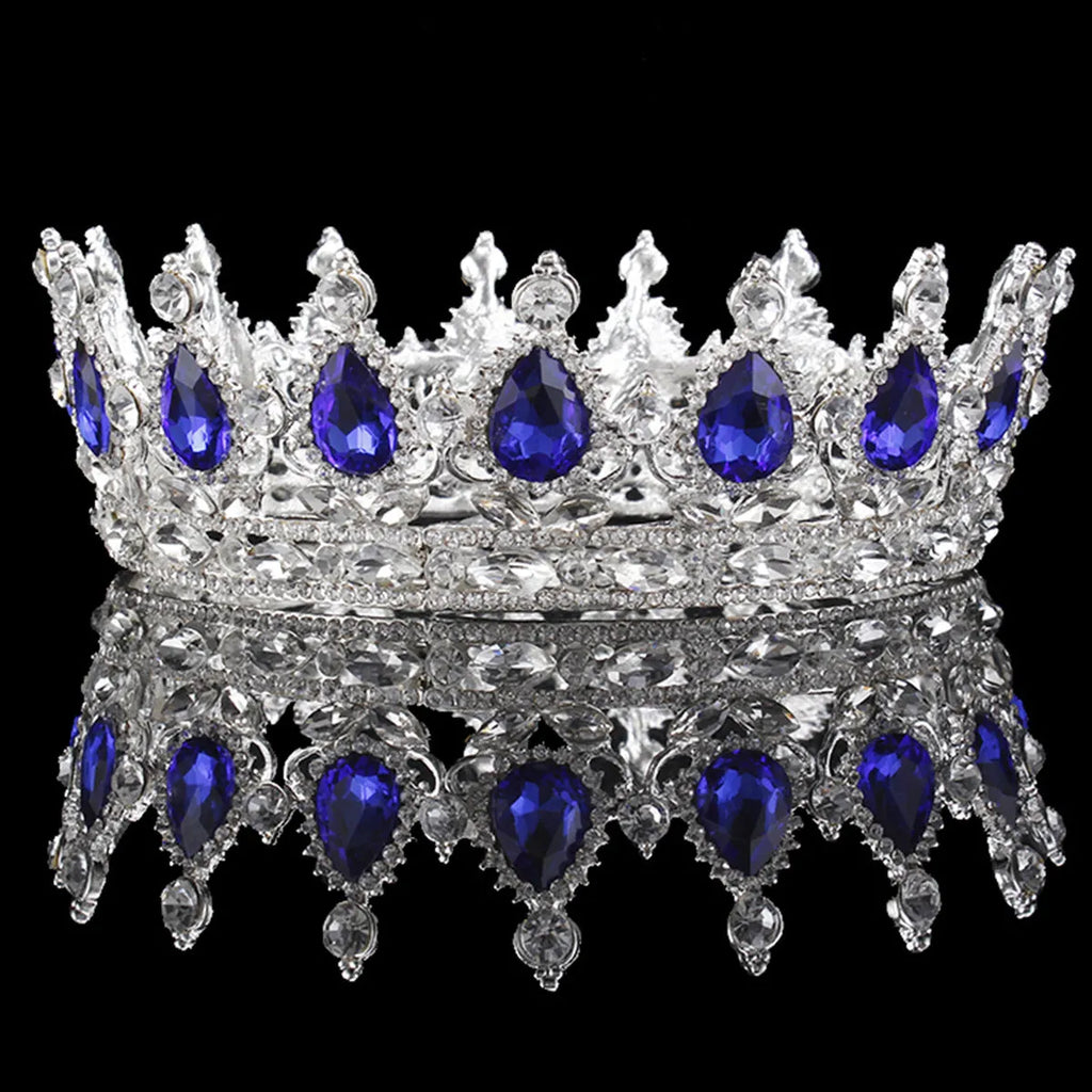 Baroque bridal crown headdress with rhinestone accents, alloy frame, 12.5cm diameter, gold powder finish