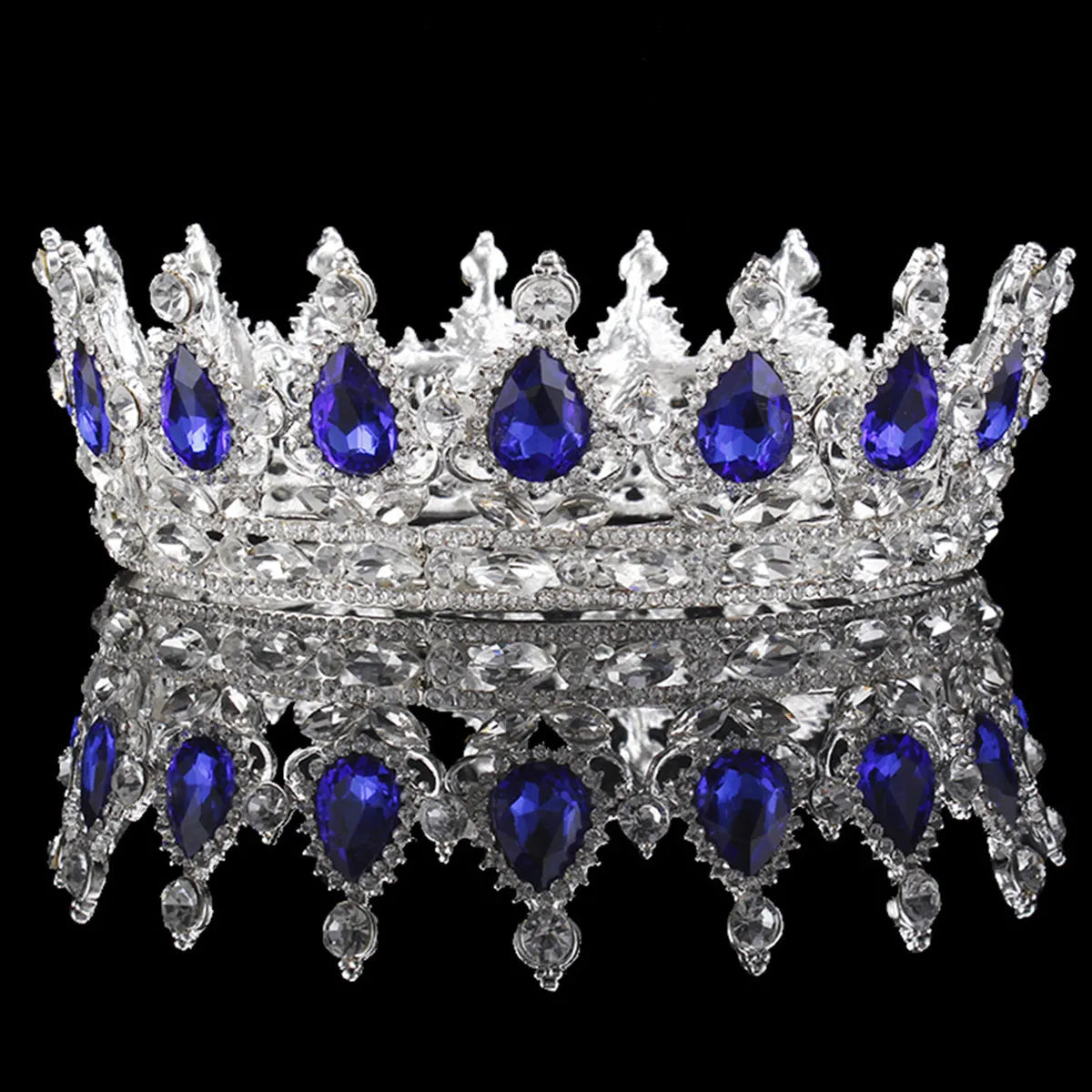 Baroque bridal crown headdress with rhinestone accents, alloy frame, 12.5cm diameter, gold powder finish