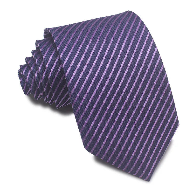 8cm wide red and black striped jacquard tie with an arrow point tip for men's formal wear