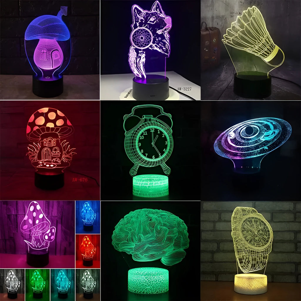 Remote control LED desk lamp with colourful 3D touch lighting on black ABS base
