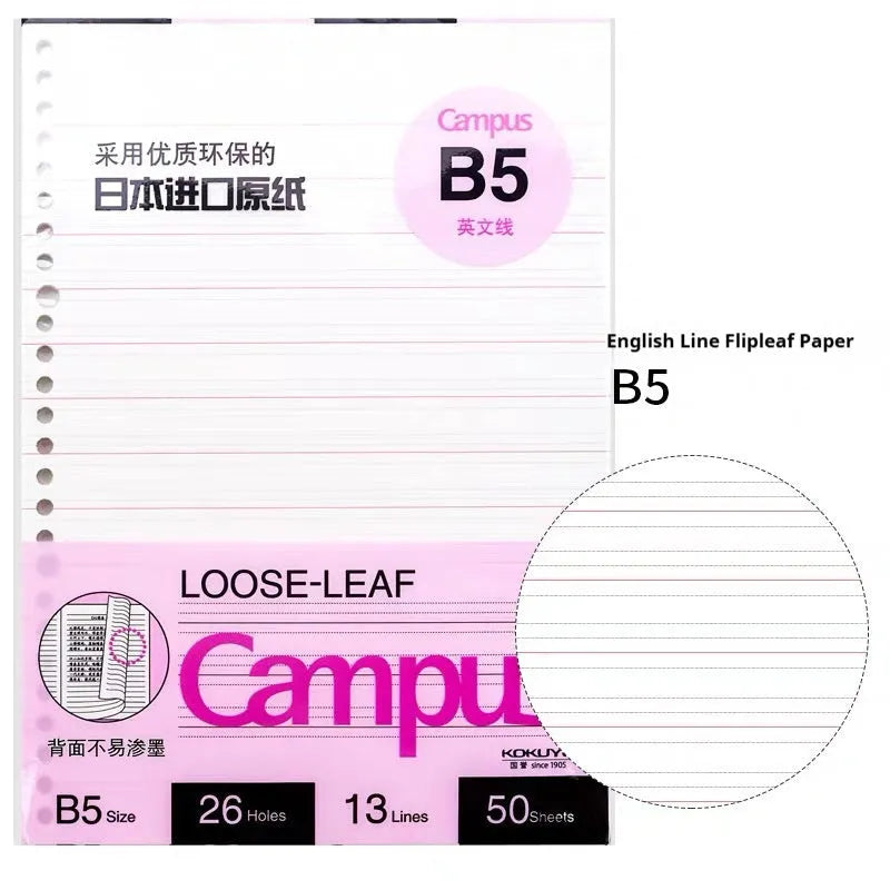 Loose spiral notebook refill with transparent PP cover and raw wood pulp paper in A5 size
