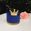 Blue non-woven pet birthday crown and bow set with 9.5cm diameter crown and 8cm bow