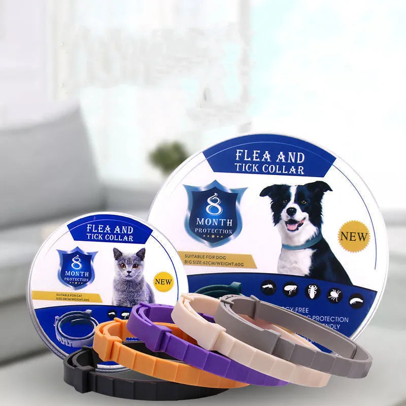 Adjustable pet anti-mosquito collar for cats and dogs, made with TPR silica gel and natural plant extracts, waterproof design