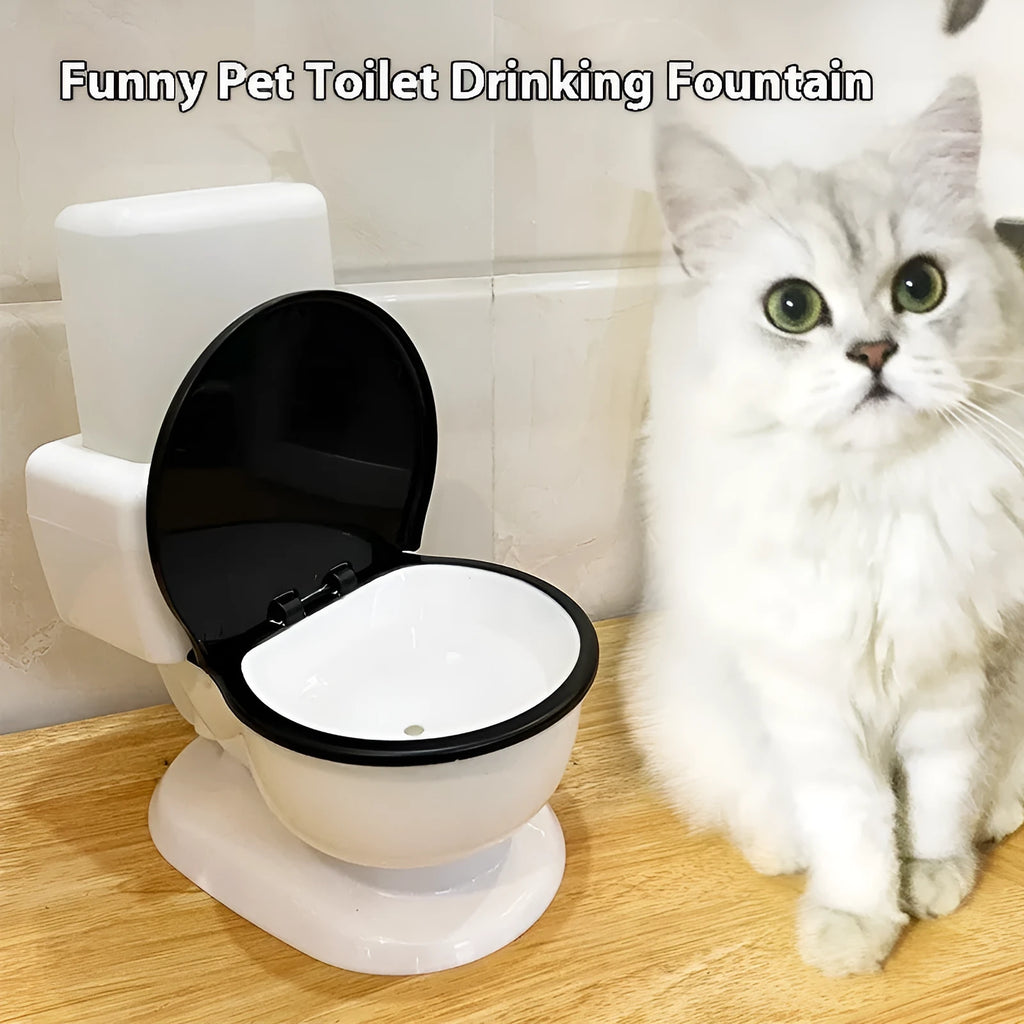 White plastic cat water fountain with automatic flow, non-electric gravity design for indoor pets