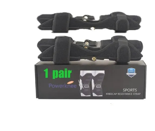 Knee brace with spring mechanism in adjustable design for mountaineering and sports activities
