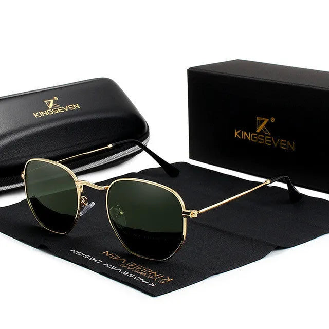 Classic round metal sunglasses for men in retro style, showing colour options.