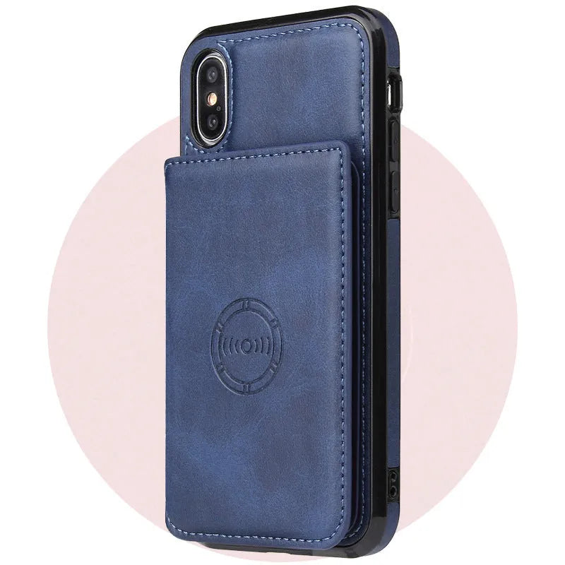 Imitation leather card wallet phone case for iPhone 11 in a choice of solid colours.
