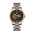Men's automatic mechanical watch with rose gold case and black dial