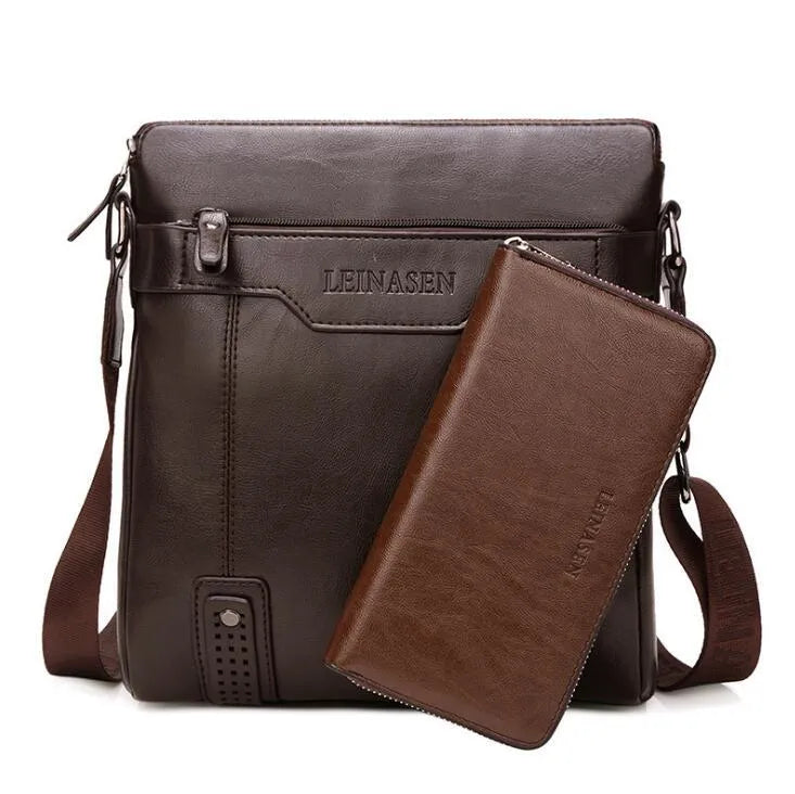 Men messenger bag soft shoulder bag with zipper closure in black colour