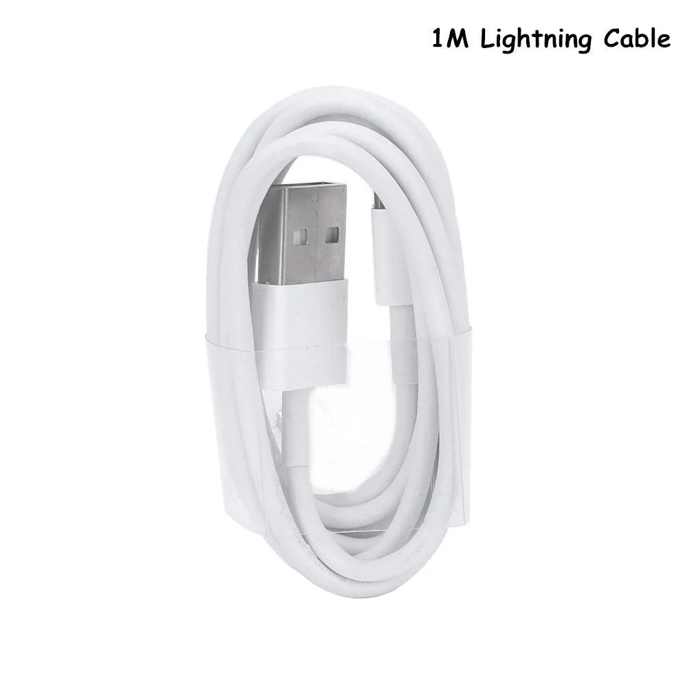 White USB travel charger and cable for charging iPhone and iPad models