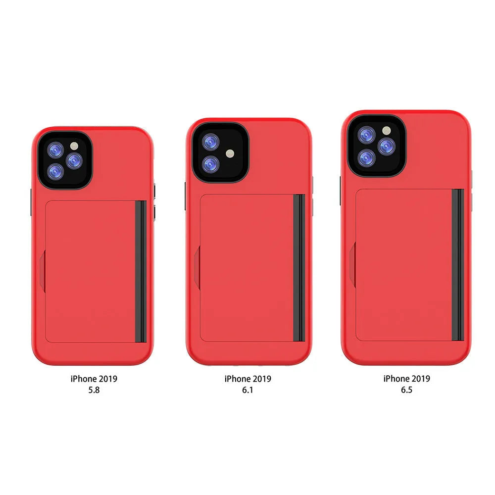 Simple solid-colour TPU and PC mobile phone shell for iPhone 11 series in black, red, pink, dark blue, blue, and purple.