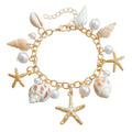 Women's summer beach waist chain and matching bracelet set with star charms in alloy metal