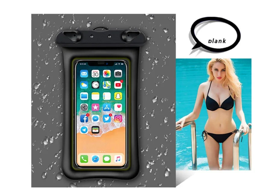 Double airbag mobile phone waterproof bag with 45cm rope in various colours