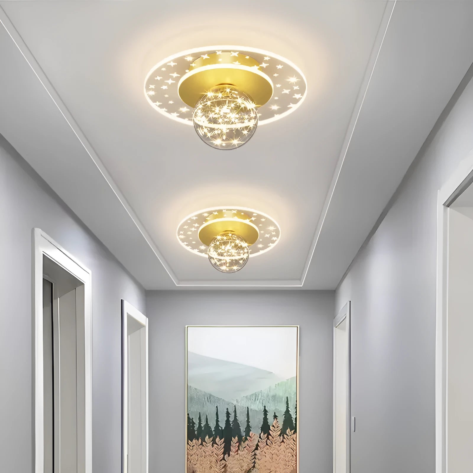 Modern simplicity style LED ceiling lamp in gold, black or white for hallways.