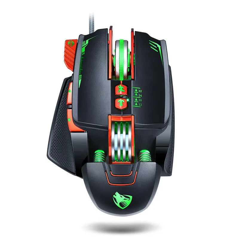 Thunder Wolf V9 wired gaming mouse with ergonomic design and six programmable buttons