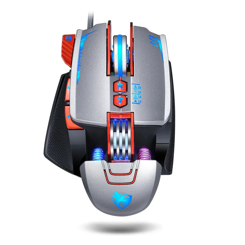 Thunder Wolf V9 wired gaming mouse with ergonomic design and six programmable buttons