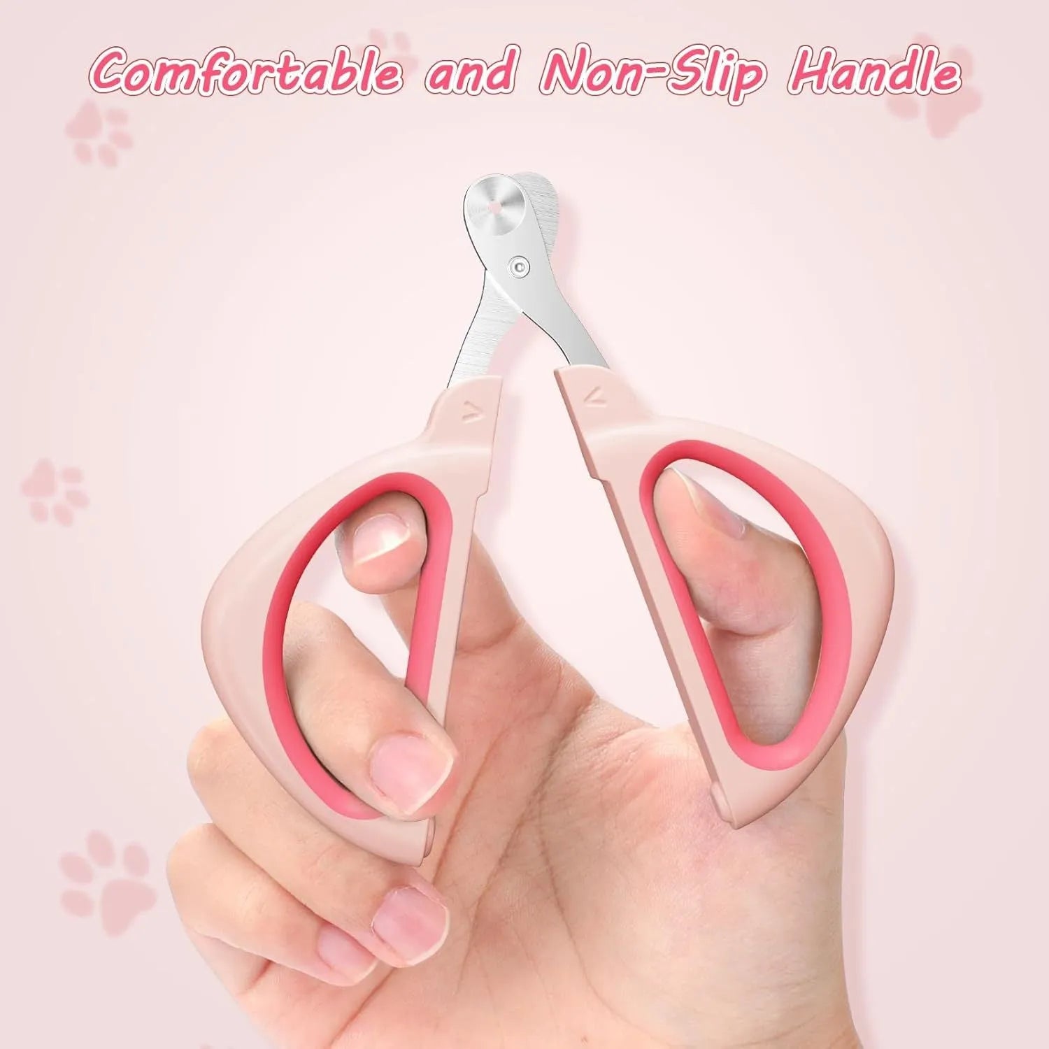 Blue cat nail clipper with a round positioning hole and non-slip handle for safe pet grooming.