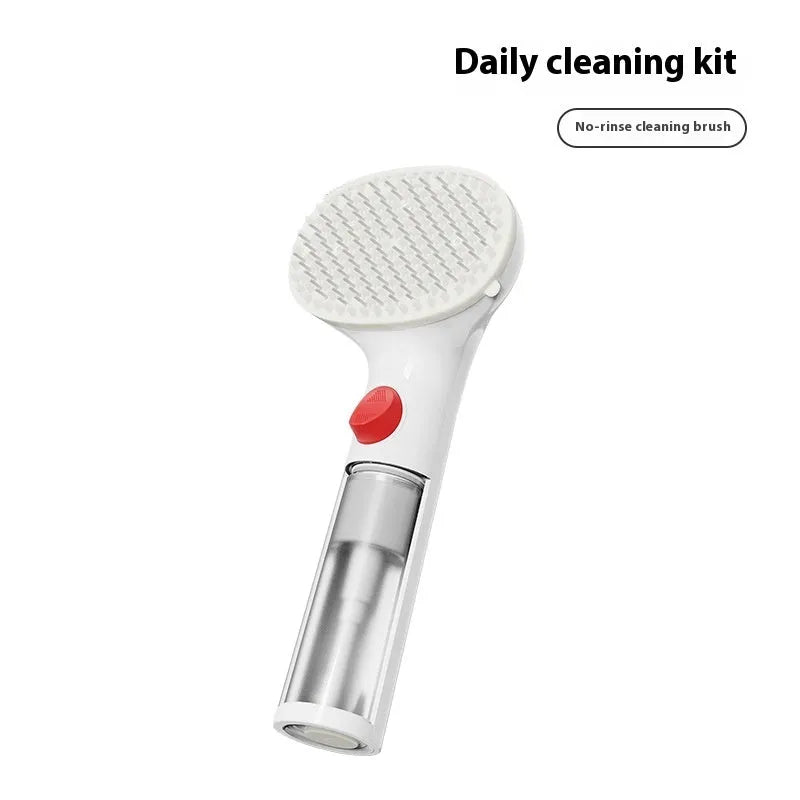 3-in-1 pet steam brush with adjustable comb, available in White Pink and White Red colours, for dog grooming