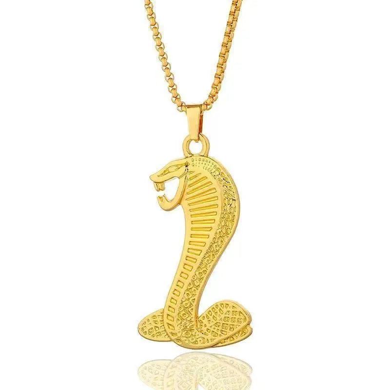 Gold-tone geometric alloy pendant necklace with an inlaid clear zircon stone for women.
