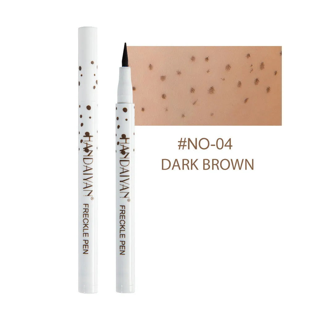 Dark brown freckle pen with precision tip for waterproof face and body makeup application
