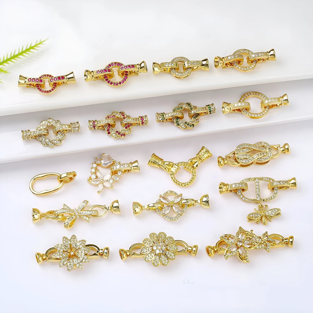 Small gold-plated chain buckle with pearl detail for DIY necklace making