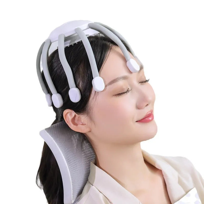 Black and white electric head massagers with multiple claws for scalp vibration massage