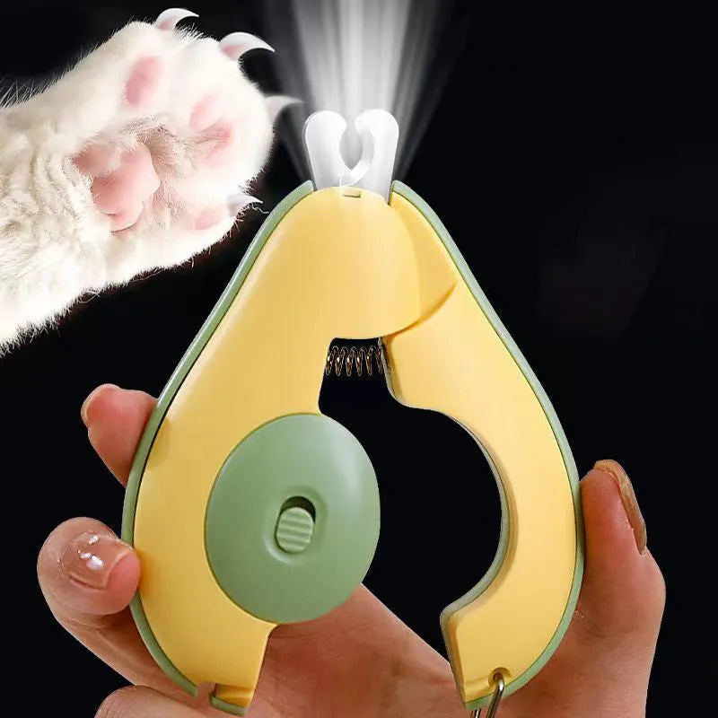 Pet nail clipper with LED light in green colour for trimming cat and small dog claws