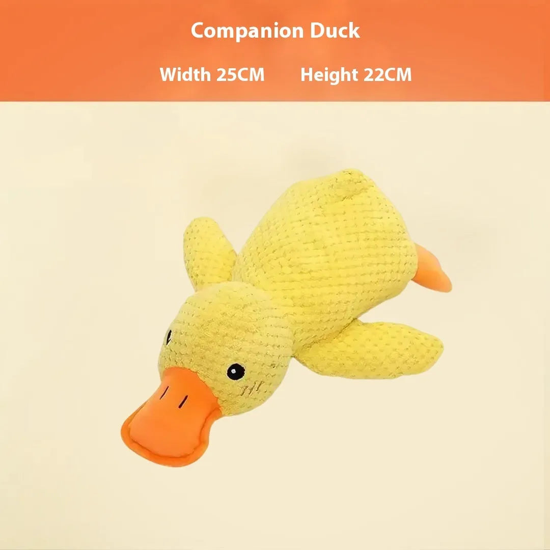 Selection of plush pet toys including donkey, rechargeable duck, elephant and dog styles