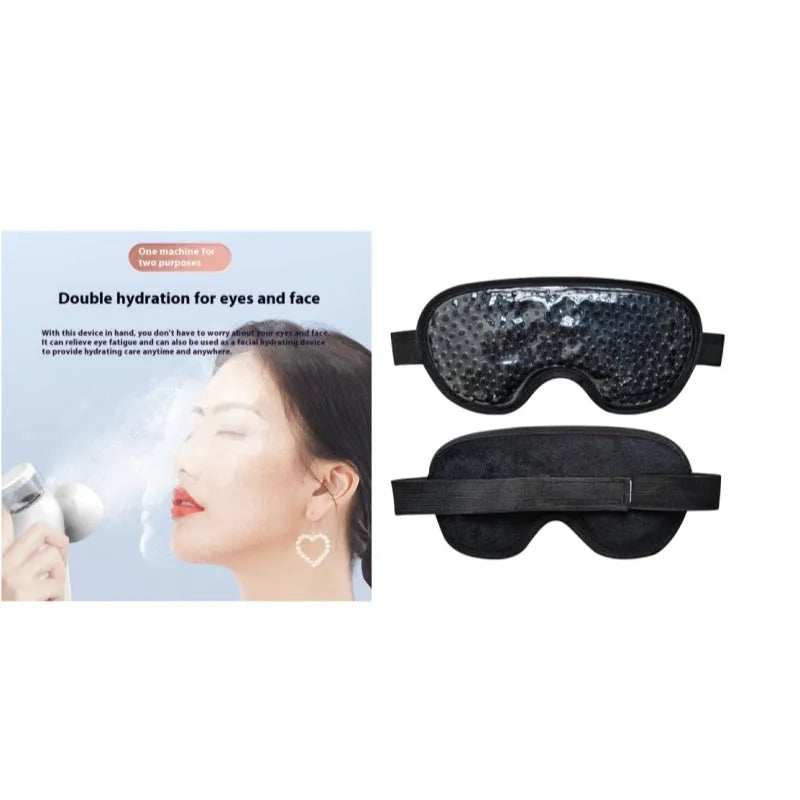 White rechargeable hot and cold compress eye mask with USB charging cable