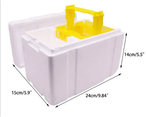 Three white EPS foam bee breeding boxes for hive mating and pollination activities