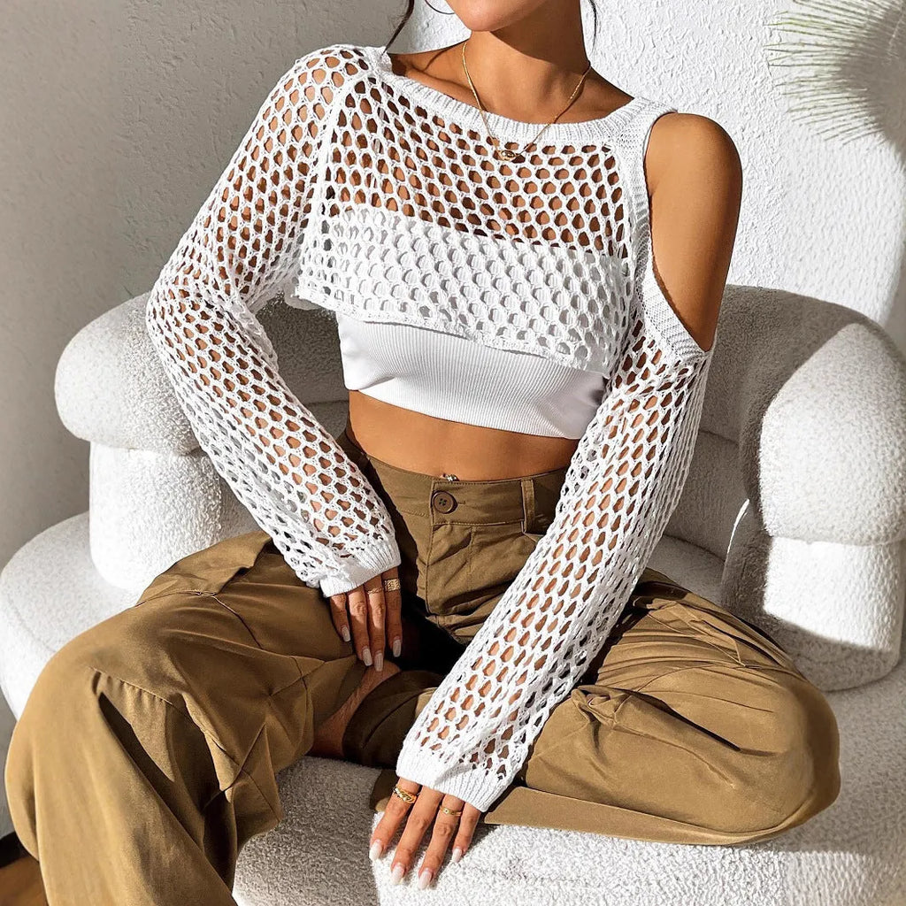 Sexy navel hollowed mesh beach shirt for couples in army green colour