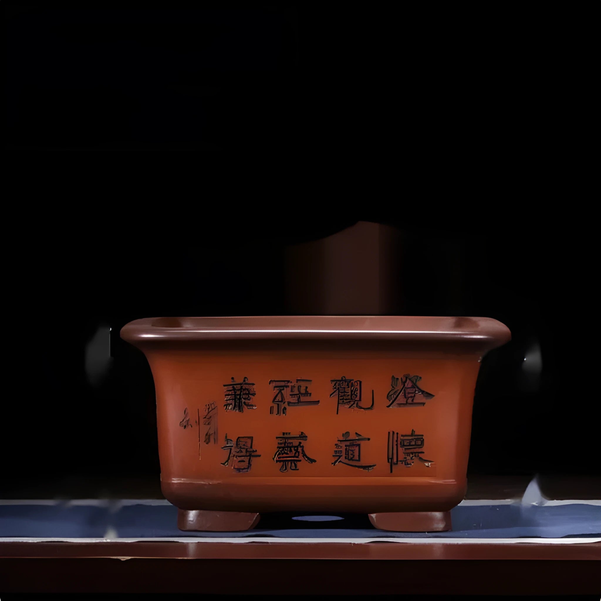 Large purple clay Chinese style flower pot for indoor plants