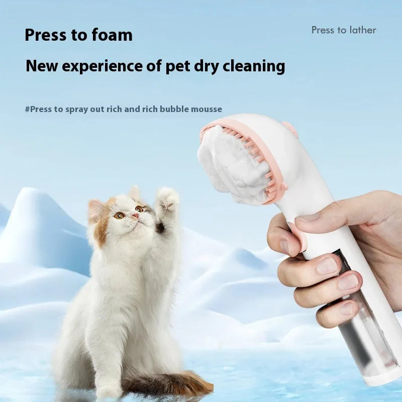 3-in-1 pet steam brush with adjustable comb, available in White Pink and White Red colours, for dog grooming