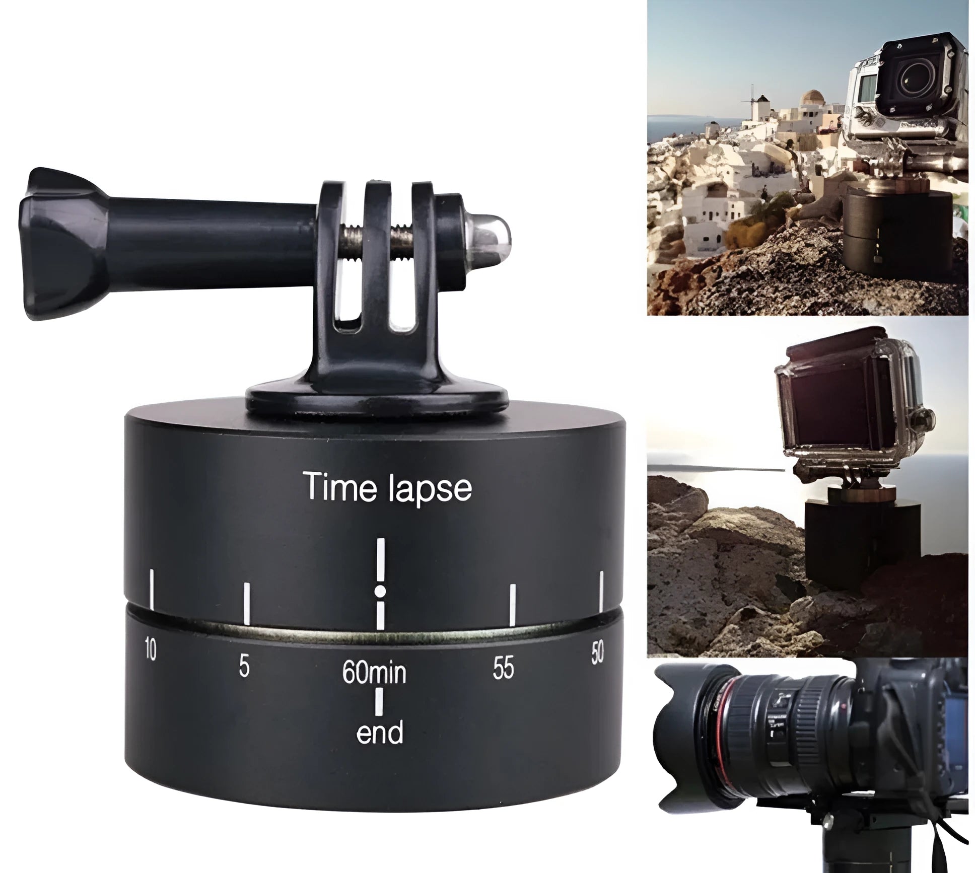 Lapse 360-degree auto-rotate motorised tripod head base for timelapse photography with GoPro and DSLR cameras
