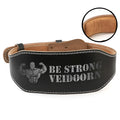 Black narrow cowhide fitness belt with adjustable punching holes for weightlifting core and lumbar support
