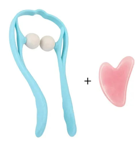 Plastic hand massage roller with adjustable width stand and 3D floating-point design for neck and shoulder pressure point therapy
