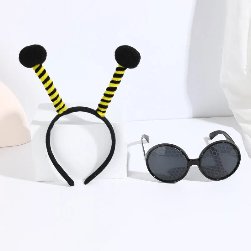 Kids bees party dress up set with headband and glasses in four colour variations