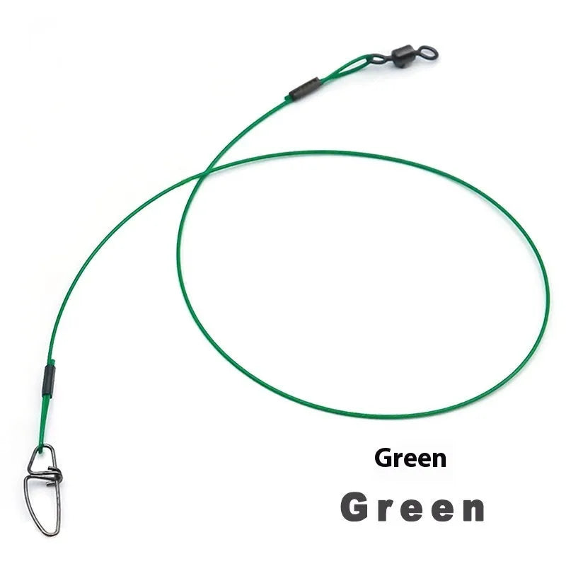 54cm anti-bite steel wire double buckle fishing pins in black green red colours