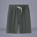 Chinese style cotton linen cropped trousers in Army Green with drawstring waist