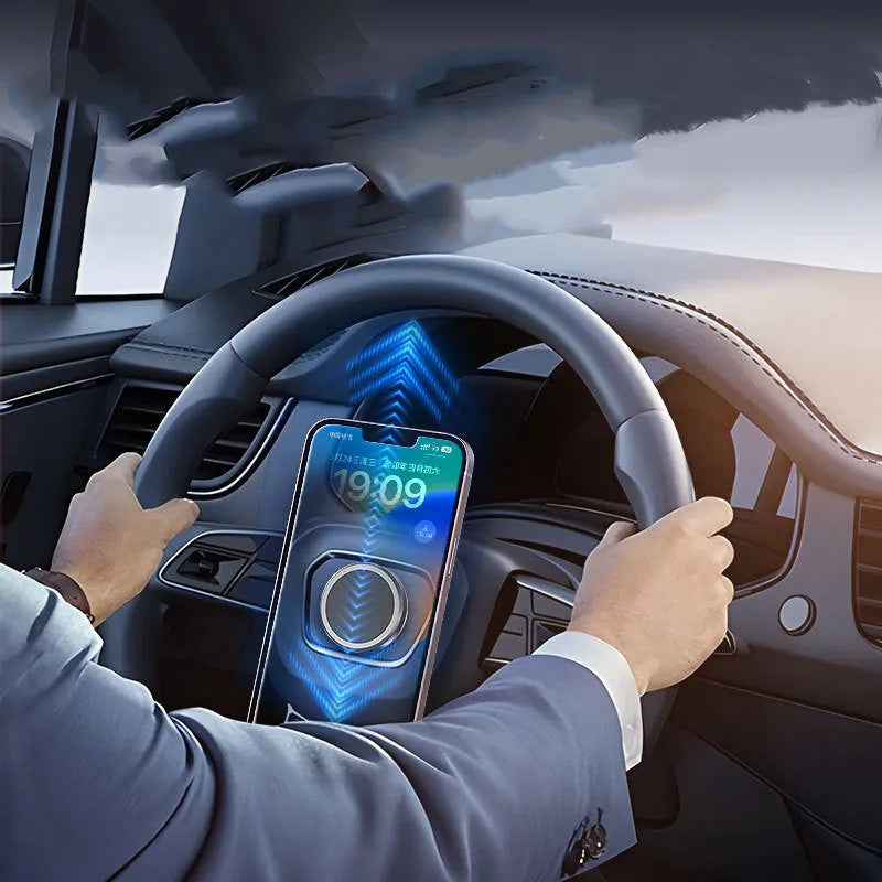 Obsidian black magnetic phone holder with centripetal force technology and alloy construction