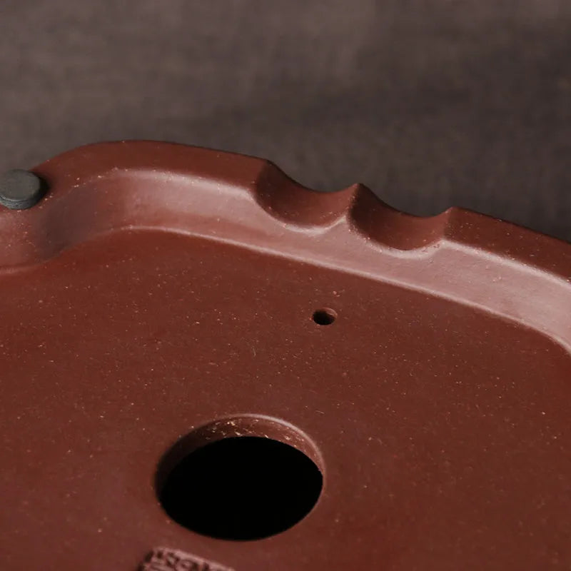 Handmade purple clay bonsai basin in classical plain Chinese style