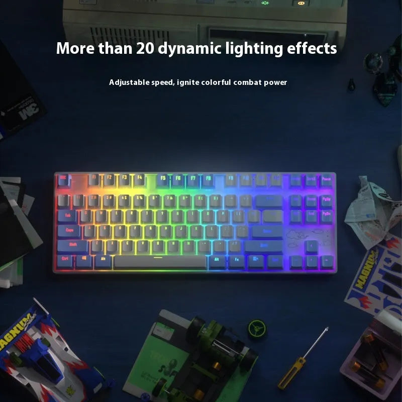 Wireless Bluetooth mechanical keyboard with metal construction and backlight illumination