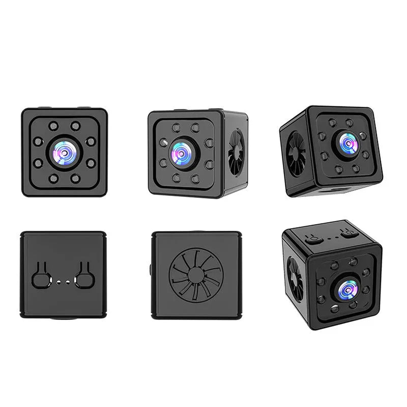 Black ABS plastic network sports camera cube measuring 26cm with mounting bracket and accessories