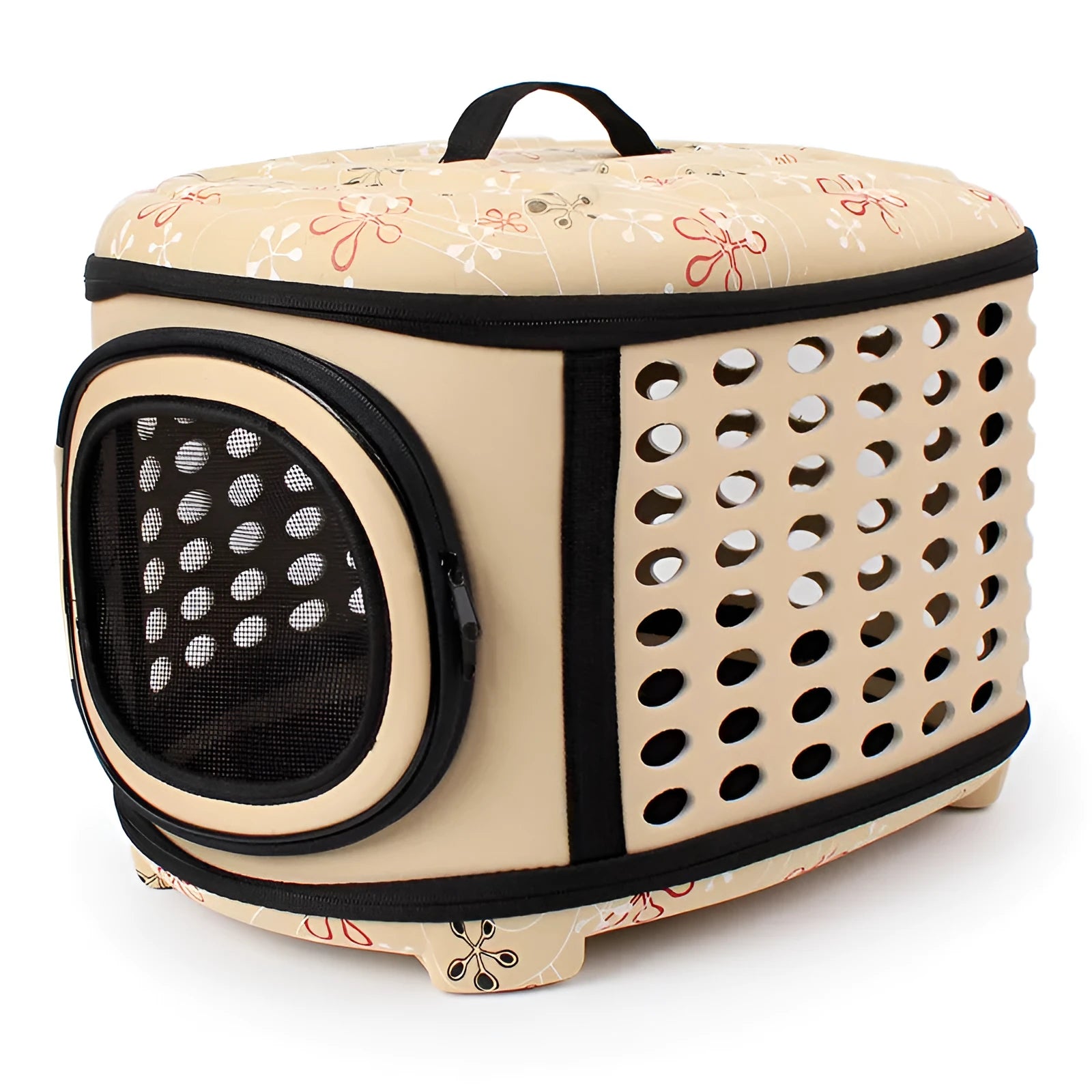 Portable foldable EVA pet handbag for dogs and cats in Champagne colour, 45x35x32cm
