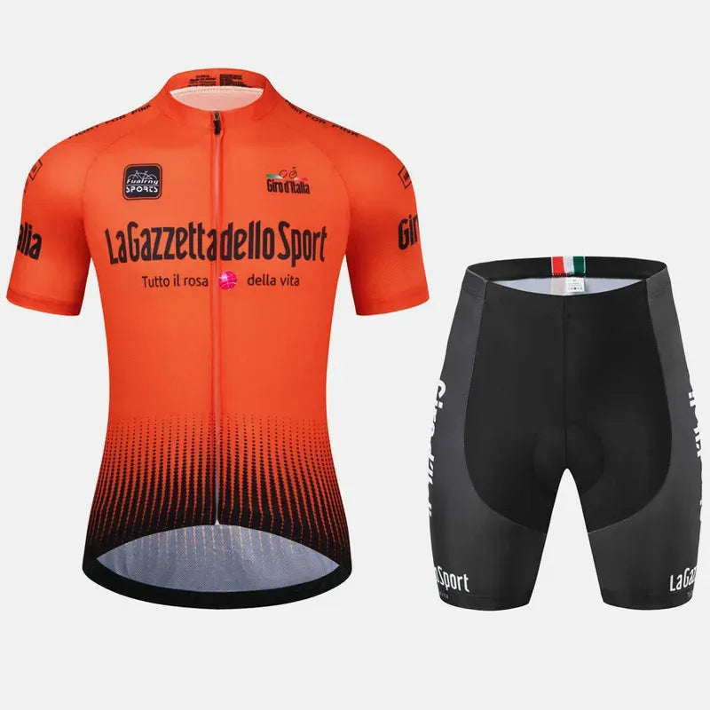 Patterned short sleeve cycling jersey for men and women in quick-dry polyester fabric.