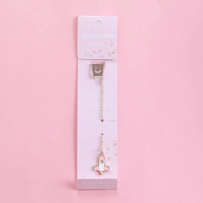 Creative cartoon metal pendant bookmark with alloy construction and colourful cartoon design